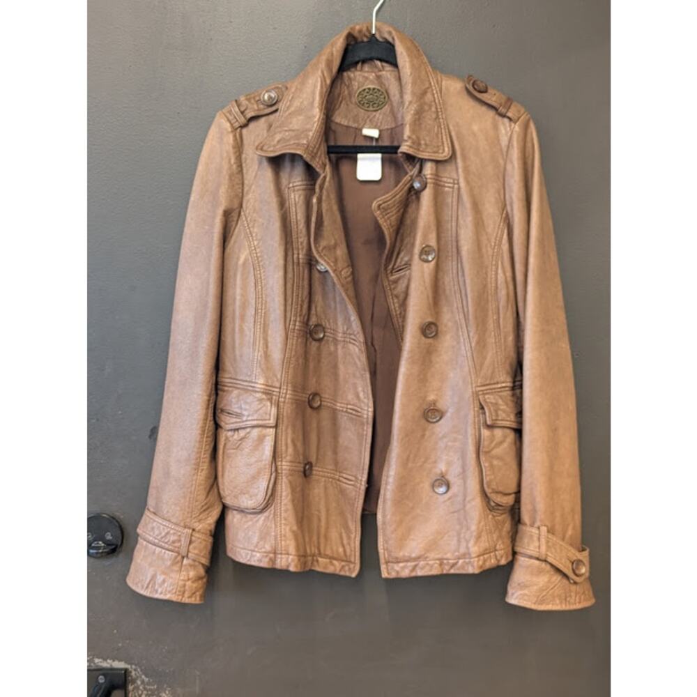 IDRA Brown Leather Double Breasted Jacket